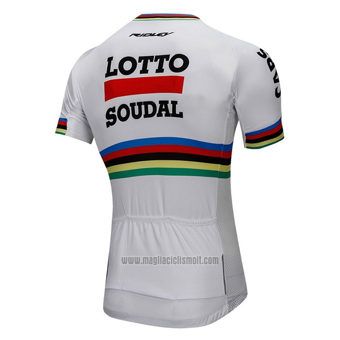 2018 Abbigliamento Ciclismo UCI Mondo Campione Lotto Soudal Bianco Manica Corta e Salopette